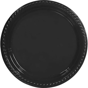 Siyah Plastik Tabak 22 cm 25'li