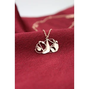 Silver & Silver Gümüş Rose Origami Panda Kolye