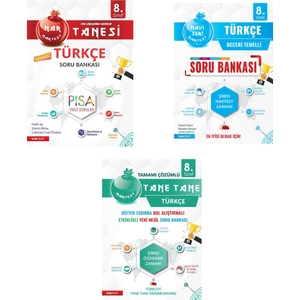Nartest Yayınevi 8. Sınıf Defter Tadında Tane Tane Türkçe Soru Bankası Seti (3 Kitap)