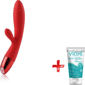 V3 Şarjlı Bükülebilen G Spot ve Klitoris Uyarıcı Kırmızı Tavşan Vibratör+ Jel