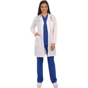 Emel Tekstil Beyaz Kadın Forma Uzun Kol Uzun Boy Önlük