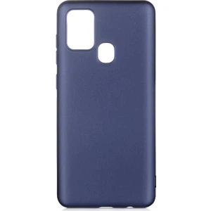 Tekno Grup Samsung Galaxy A21S Kılıf Mat Premium Silikon Kılıf Lacivert + Cam Ekran Koruyucu