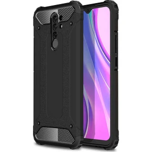 Tekno Grup Xiaomi Redmi 9 Kılıf Çift Katmanlı Darbe Emici Crash Tank Kılıf Siyah