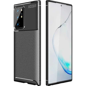 Tekno Grup Samsung Galaxy Note 20 Ultra Kılıf Karbon Desenli Lux Negro Silikon Siyah + Tam Kaplayan Pet Ekran Koruyucu