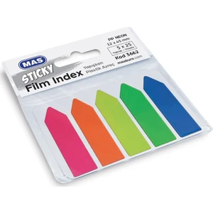 Mas 3662 Film Index 12mm x 45 mm 5 x 25 cm Sayfa Pp Neon 5 Renk
