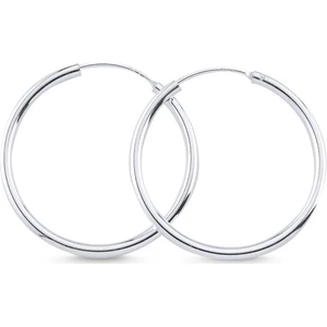 Gümüş Takı Dünyası Rodyum Kaplama 20 mm Sade Halka Gümüş Küpe