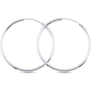 Gümüş Takı Dünyası 30 mm Sade Halka Gümüş Küpe