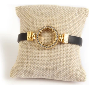 Altın Kaplama Silikonlu Çerçeveli Çeyreksiz Bileklik