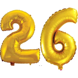 As Balon 26 Yaş Sayı Folyo Balon Altın 90 cm