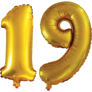 As Balon 19 Yaş Sayı Folyo Balon Altın 90 cm
