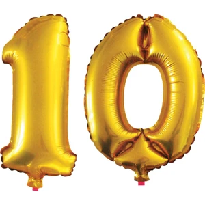 As Balon 10 Yaş Sayı Folyo Balon Altın 90 cm