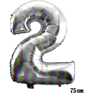 As Balon 75  cm 2 Rakam Folyo Balon Gümüş