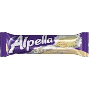 Alpella 3 Gen Beyaz Çikolatalı Gofret 24Gr  - 24'Lü Paket