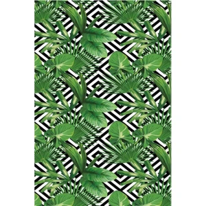 STY Home Yeşil Yaprak Kaymaz Tabanlı Yıkanabilir Halı Kilim Yolluk