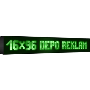 Depo Tabela Reklam Yeşil Kayan Yazı LED Tabela 16 x 96 cm Çift Taraflı