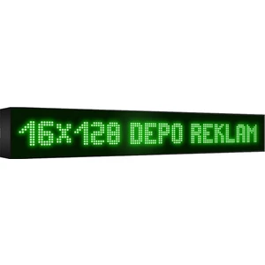 Depo Tabela Reklam Yeşil Kayan Yazı LED Tabela 16 x 128 cm Çift Taraflı