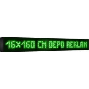 Depo Tabela Reklam Yeşil Kayan Yazı LED Tabela 16 x 160 cm Çift Taraflı