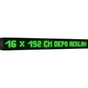 Depo Tabela Reklam Yeşil Kayan Yazı LED Tabela 16 x 192 cm Çift Taraflı
