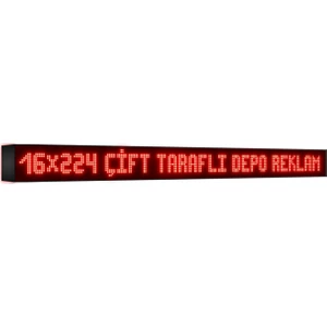 Depo Tabela Reklam Kırmızı Kayan Yazı LED Tabela 16 x 224 cm Çift Taraflı