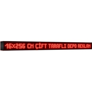 Depo Tabela Reklam Kırmızı Kayan Yazı LED Tabela 16 x 256 cm Çift Taraflı