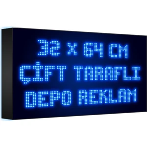 Depo Tabela Reklam Mavi Kayan Yazı LED Tabela 32 x 64 cm Çift Taraflı