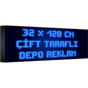 Depo Tabela Reklam Mavi Kayan Yazı LED Tabela 32 x 128 cm Çift Taraflı