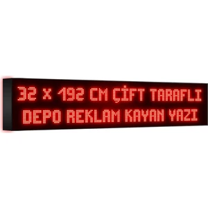 Depo Tabela Reklam Kırmızı Kayan Yazı LED Tabela 32 x 192 cm Çift Taraflı