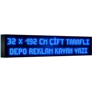 Depo Tabela Reklam Mavi Kayan Yazı LED Tabela 32 x 192 cm Çift Taraflı