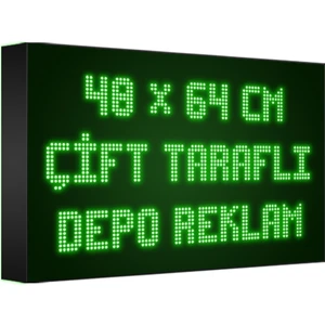 Depo Tabela Reklam Yeşil Kayan Yazı LED Tabela 48 x 64 cm Çift Taraflı