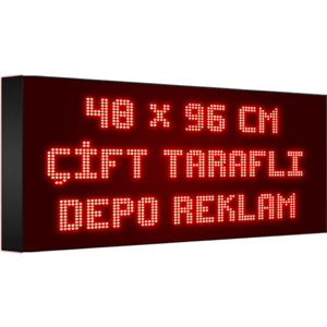 Depo Tabela Reklam Kırmızı Kayan Yazı LED Tabela 48 x 96 cm Çift Taraflı