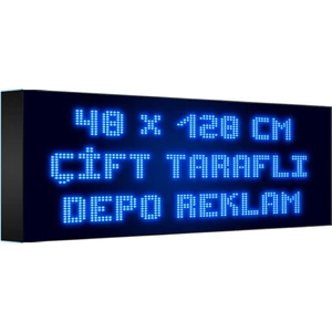 Depo Tabela Reklam Mavi Kayan Yazı LED Tabela 48 x 128 cm Çift Taraflı