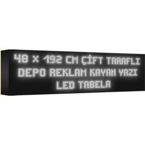 Depo Tabela Reklam Beyaz Kayan Yazı LED Tabela 48 x 192 cm Çift Taraflı