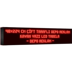 Depo Tabela Reklam Kırmızı Kayan Yazı LED Tabela 48 x 224 cm Çift Taraflı