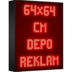 Depo Tabela Reklam Kırmızı Kayan Yazı LED Tabela 64 x 64 cm Çift Taraflı