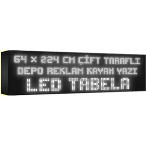 Depo Tabela Reklam Beyaz Kayan Yazı LED Tabela 64 x 224 cm Çift Taraflı