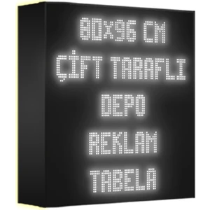 Depo Tabela Reklam Beyaz Kayan Yazı LED Tabela 80 x 96 cm Çift Taraflı