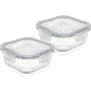 The Mia 2'li Set Cam Saklama Kabı Kare 800 ml Gri