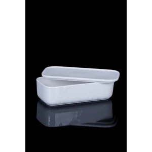Pure White Porselen Dikdörtgen Kapaklı Kase 18,5 cm
