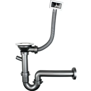 3,5" Çöpmak Geniş Ağızlı Lavabo Sifonu Taşmalı - Füme