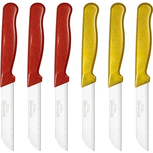 Simli Desen Bıçak Seti Sarı ve Kırmızı 6'lı