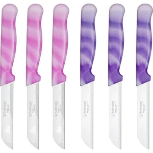 Mermer Desen Bıçak Seti Pembe ve Mor 6'lı