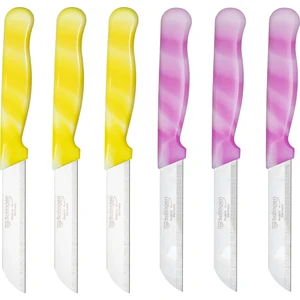 Mermer Desen Bıçak Seti Sarı ve Pembe 6'lı