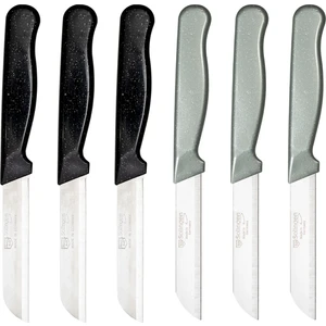 Simli Desen Bıçak Seti Siyah ve Gri 6'lı