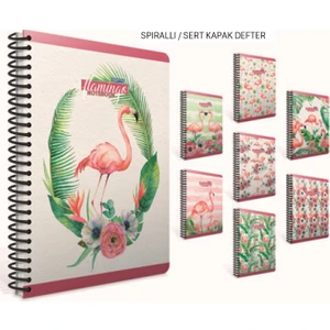 Flamingo Spiralli Sert Kapak 100 Yaprak Çizgili Defter 19 x 26 cm