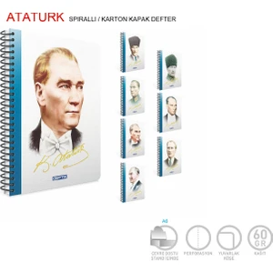 Atatürk A4 80 Yaprak Çizgili Sp Karton Kapak