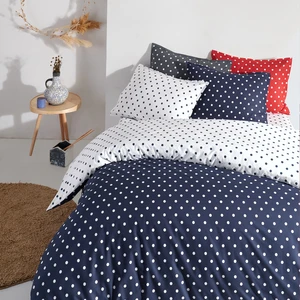 Coté Blanc Dots Mavi  Ranforce Battal Boy Çift Taraflı Nevresim Takımı