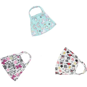 Mamu Mini Gots Sertifakalı Organik Pamuk Kız Çocuk 8-12 Yaş - 3'lü Set - Desenli Yıkanabilir Maske