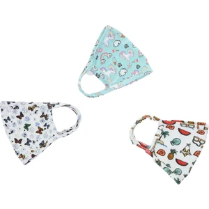Mamu Mini Gots Sertifakalı Organik Pamuk Kız Çocuk 4-8 Yaş - 3'lü Set - Desenli Yıkanabilir Maske