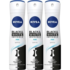 Invisible Black&white Pure Sprey Kadın Deodorant 150 ml x 3