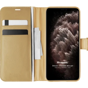Apple iPhone 11 Pro Kılıf Delux Leather Wallet Gold
